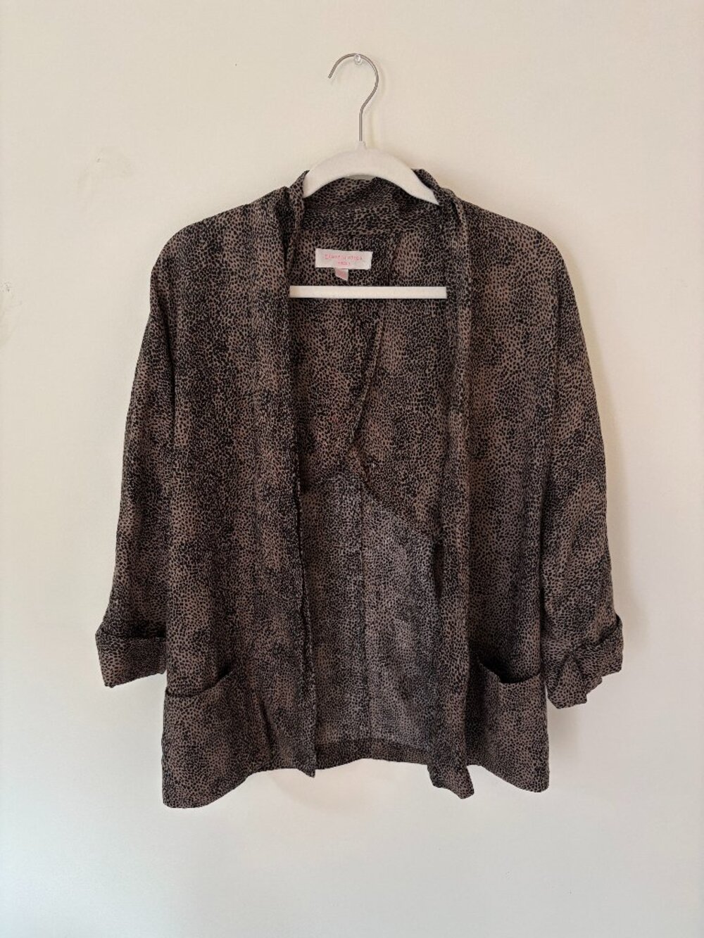 Vintage Gharani Strok 100% Linen Dotted Blazer | Size XS | Tan with Black Spots